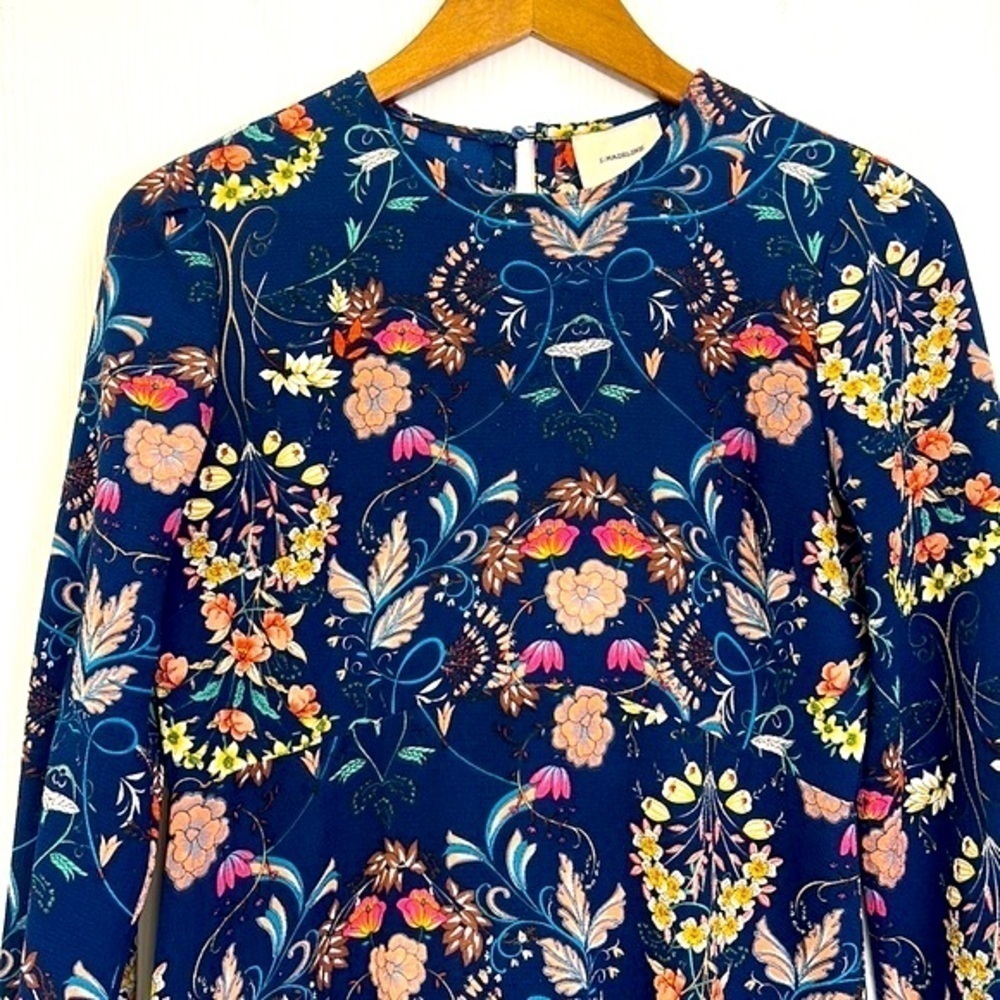 I.Madeline - Navy Garden Splendor Floral Midi Long Sleeve Dress Size Medium - Picture 7 of 12